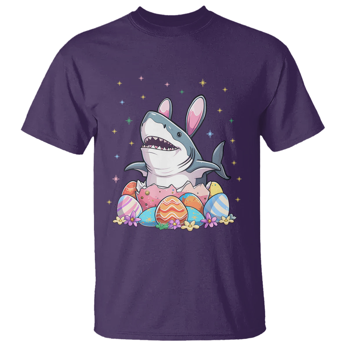 Easter Day Cute Bunny Shark Egg Basket T Shirt - Wonder Print Shop