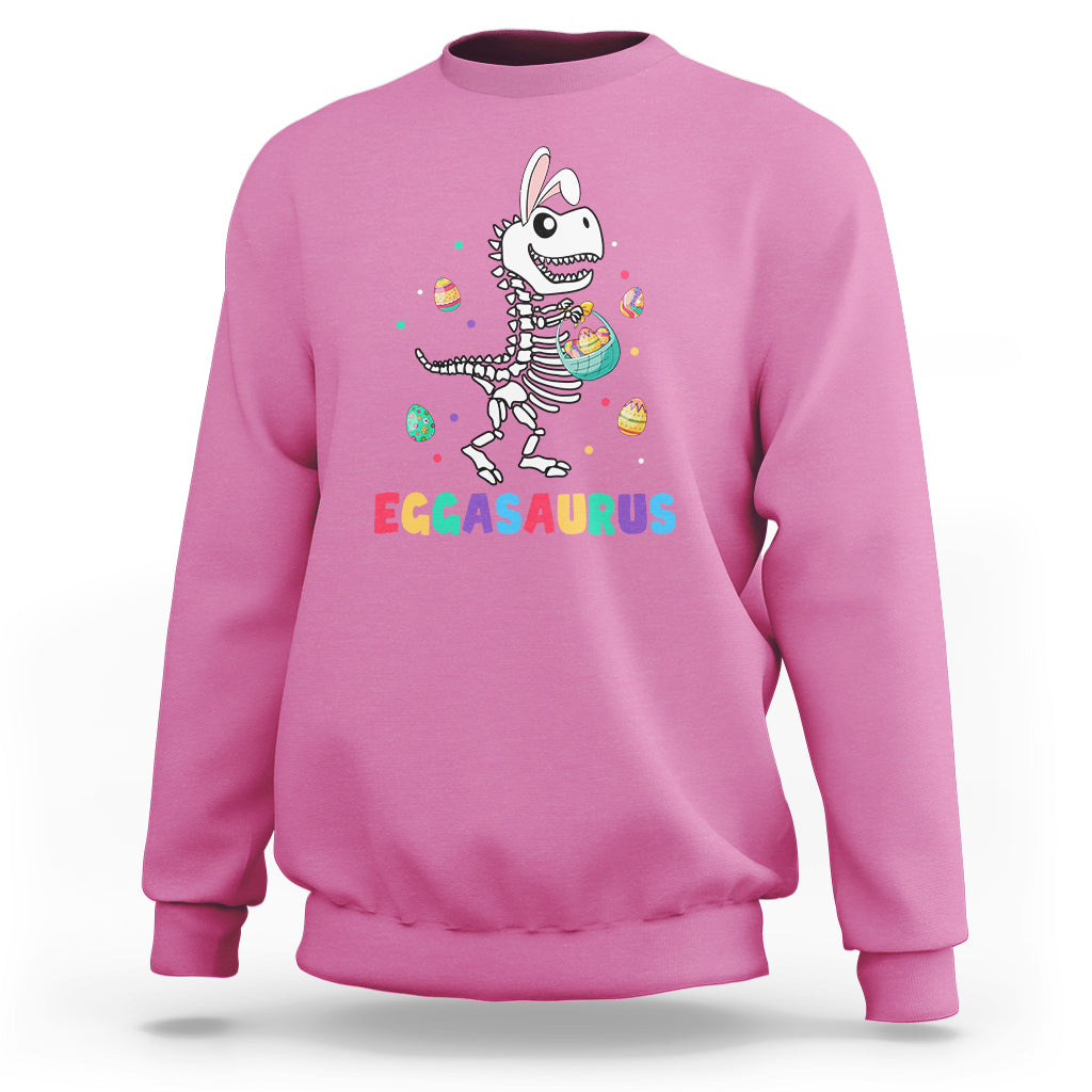 Easter Day Sweatshirt Eggasaurus Stegosaurus Dinosaur Egg Bunny - Wonder Print Shop