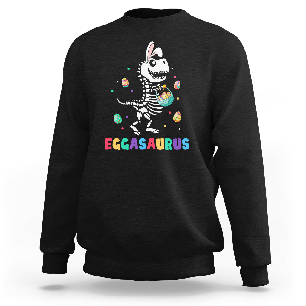 Easter Day Sweatshirt Eggasaurus Stegosaurus Dinosaur Egg Bunny - Wonder Print Shop