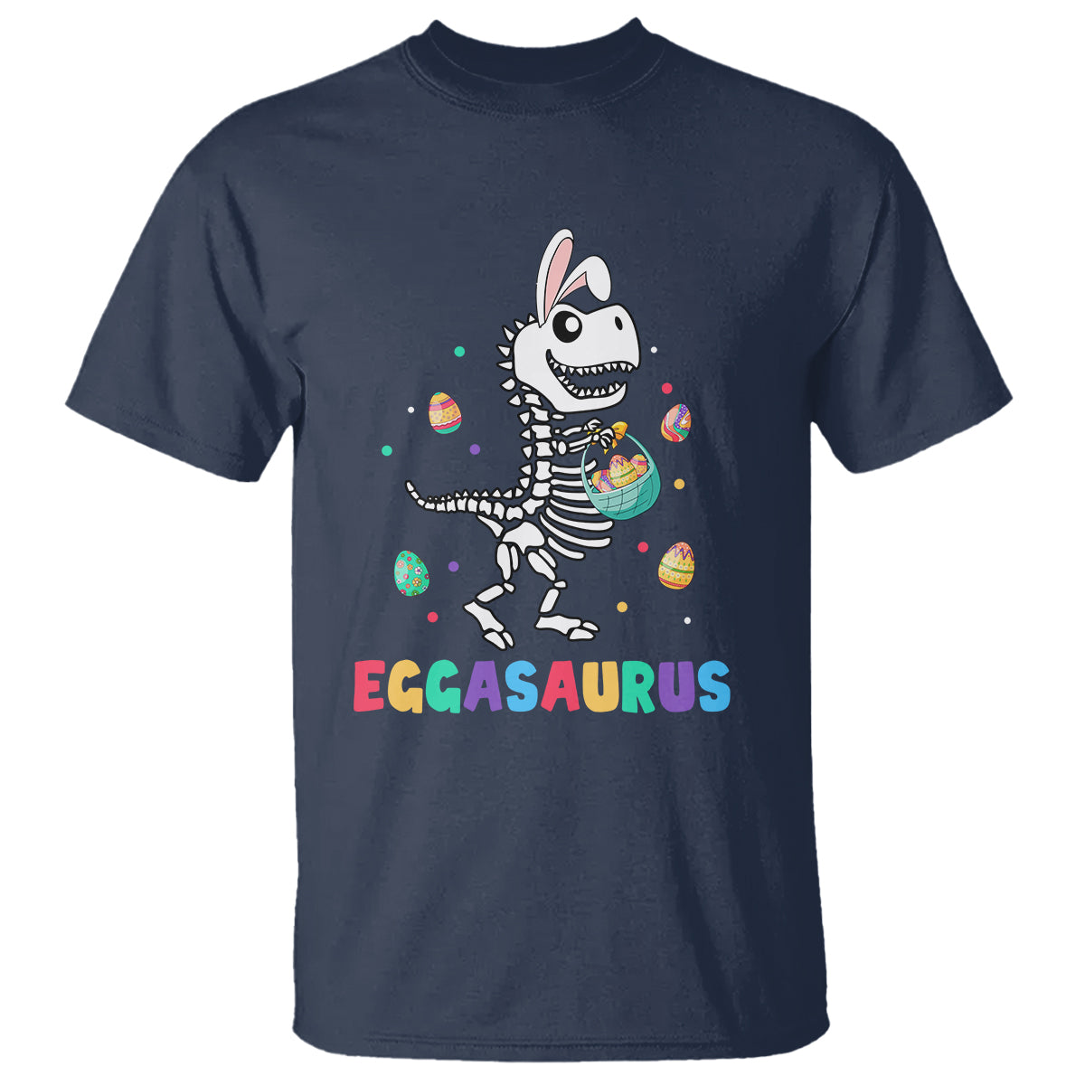 Easter Day T Shirt Eggasaurus Stegosaurus Dinosaur Egg Bunny - Wonder Print Shop