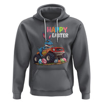 Happy Easter Day Hoodie Bunny Dinosaur Riding Monster Truck Hunting Egg - Wonder Print Shop