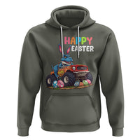 Happy Easter Day Hoodie Bunny Dinosaur Riding Monster Truck Hunting Egg - Wonder Print Shop