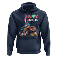 Happy Easter Day Hoodie Bunny Dinosaur Riding Monster Truck Hunting Egg - Wonder Print Shop