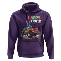 Happy Easter Day Hoodie Bunny Dinosaur Riding Monster Truck Hunting Egg - Wonder Print Shop