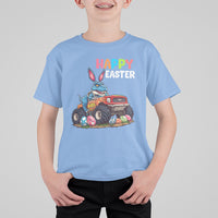 Happy Easter Day T Shirt For Kid Bunny Dinosaur Riding Monster Truck Hunting Egg - Wonder Print Shop