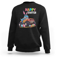 Happy Easter Day Sweatshirt Bunny Dinosaur Riding Monster Truck Hunting Egg - Wonder Print Shop