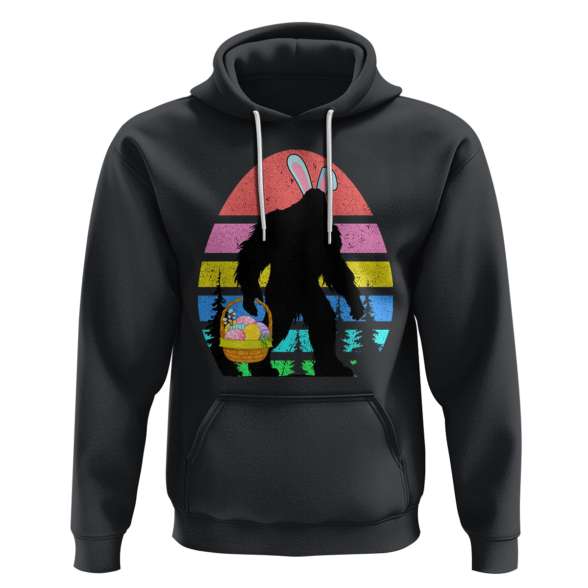 Easter Day Funny Bigfoot Bunny Egg Basket Hoodie - Wonder Print Shop