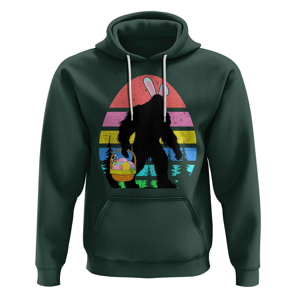 Easter Day Funny Bigfoot Bunny Egg Basket Hoodie - Wonder Print Shop