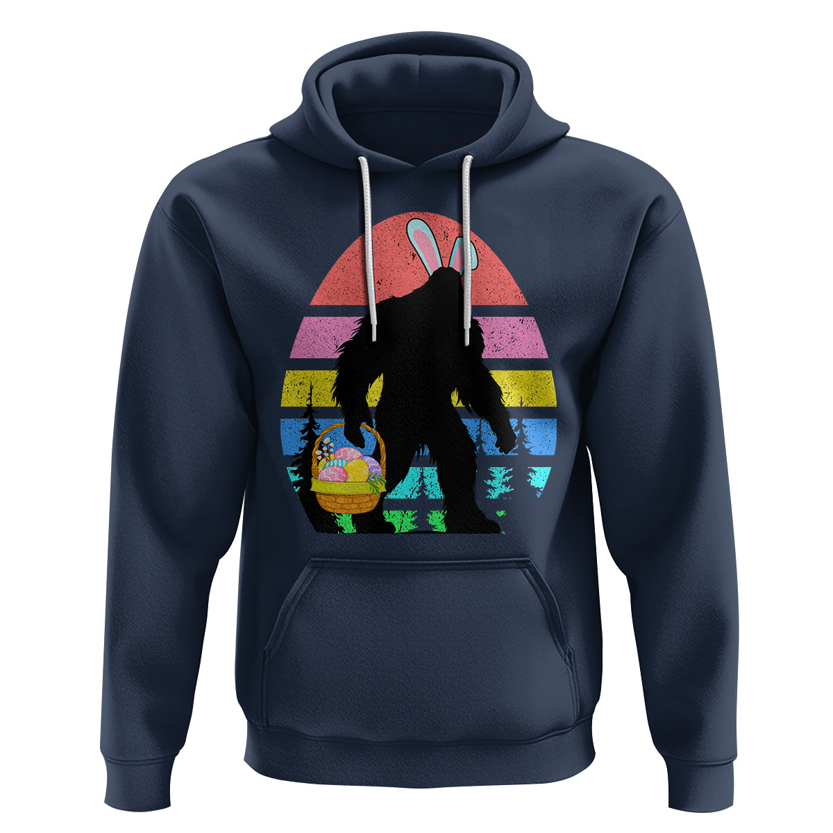 Easter Day Funny Bigfoot Bunny Egg Basket Hoodie - Wonder Print Shop