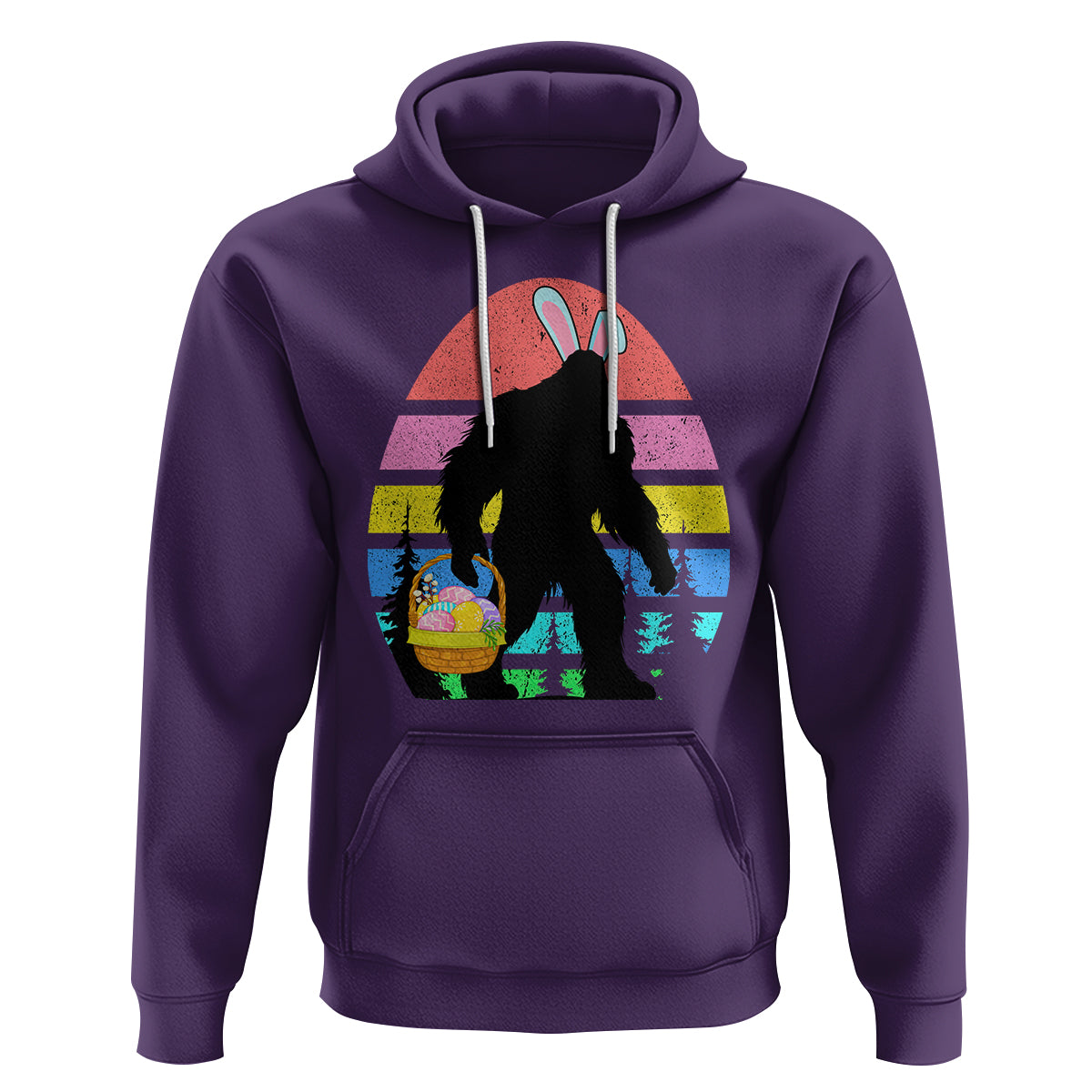 Easter Day Funny Bigfoot Bunny Egg Basket Hoodie - Wonder Print Shop