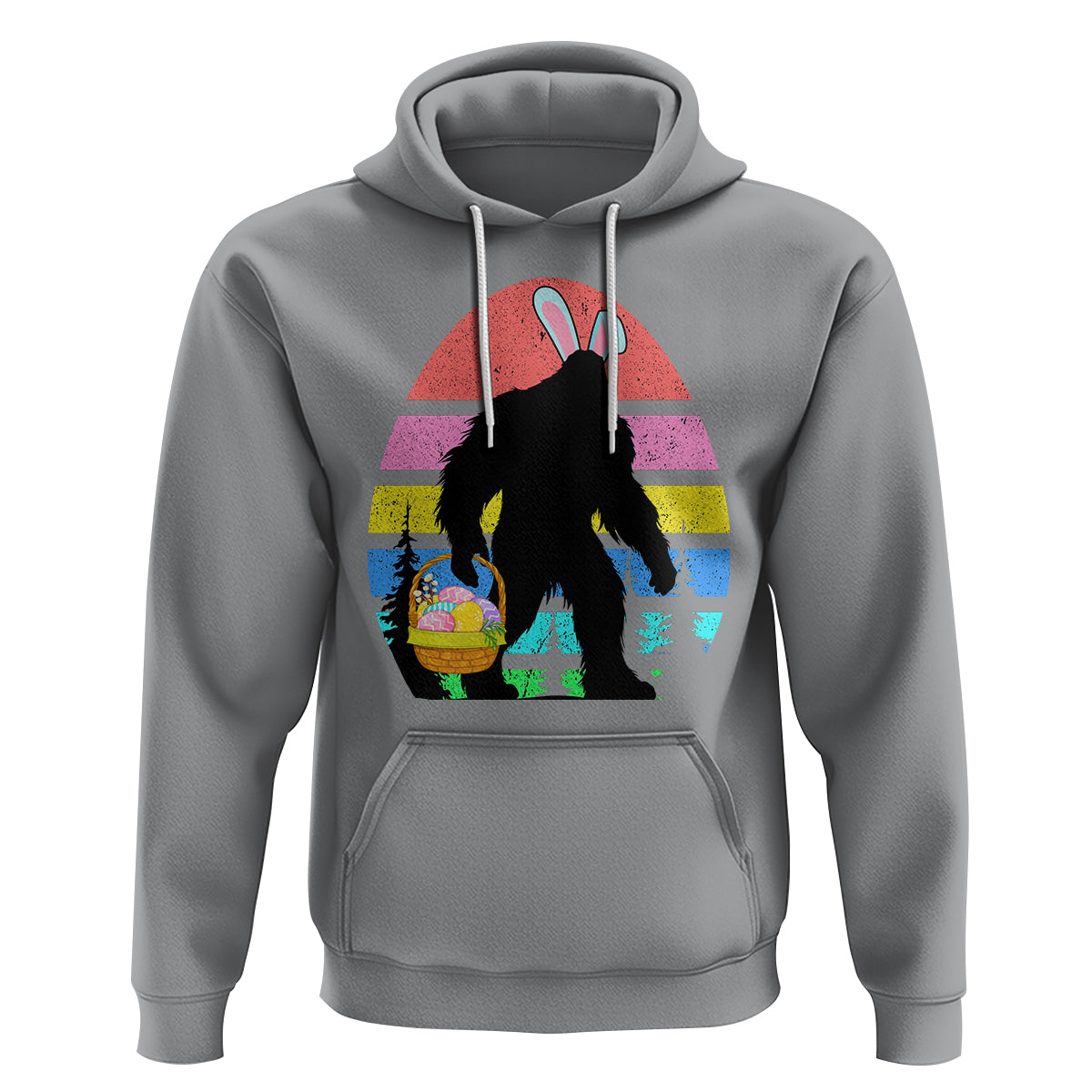 Easter Day Funny Bigfoot Bunny Egg Basket Hoodie - Wonder Print Shop