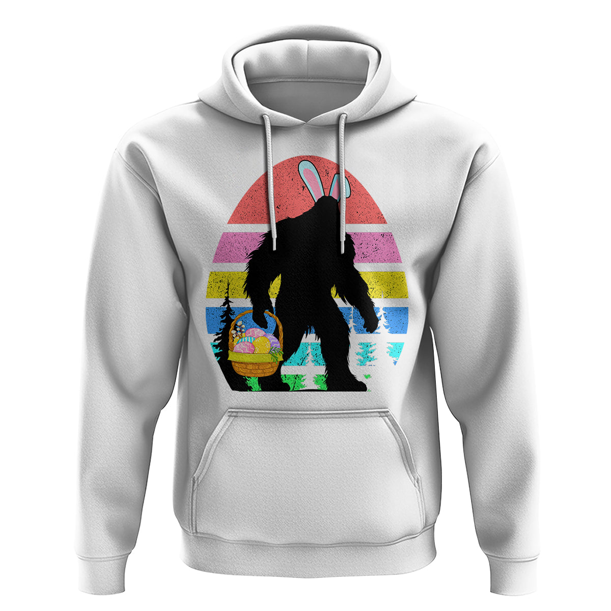 Easter Day Funny Bigfoot Bunny Egg Basket Hoodie - Wonder Print Shop