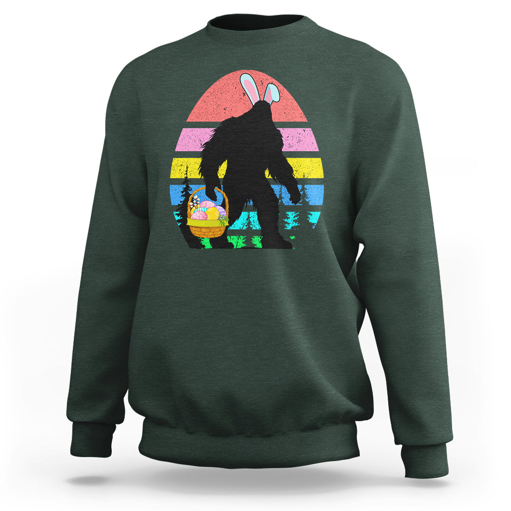 Easter Day Funny Bigfoot Bunny Egg Basket Sweatshirt - Wonder Print Shop