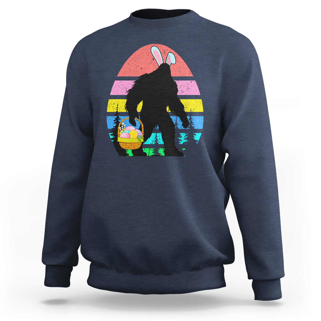 Easter Day Funny Bigfoot Bunny Egg Basket Sweatshirt - Wonder Print Shop