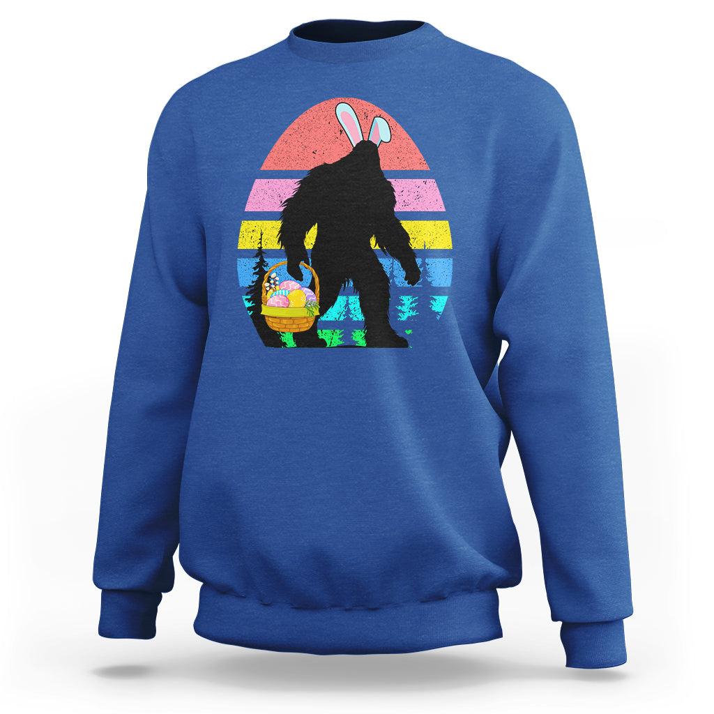Easter Day Funny Bigfoot Bunny Egg Basket Sweatshirt - Wonder Print Shop