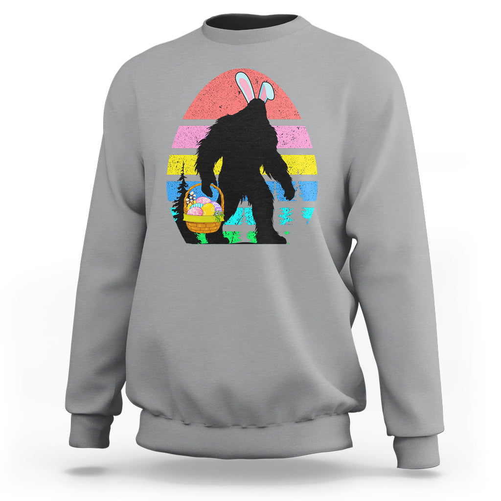 Easter Day Funny Bigfoot Bunny Egg Basket Sweatshirt - Wonder Print Shop