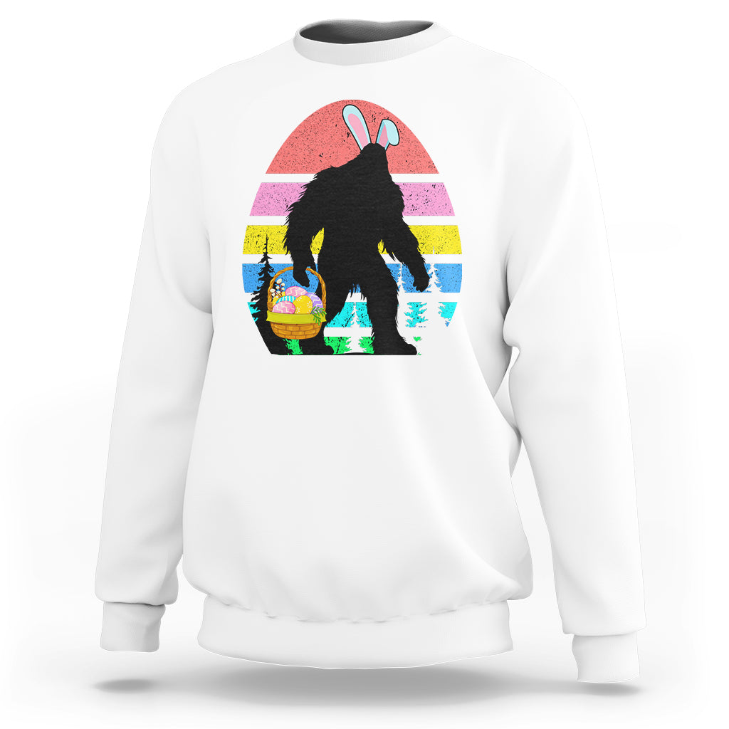 Easter Day Funny Bigfoot Bunny Egg Basket Sweatshirt - Wonder Print Shop