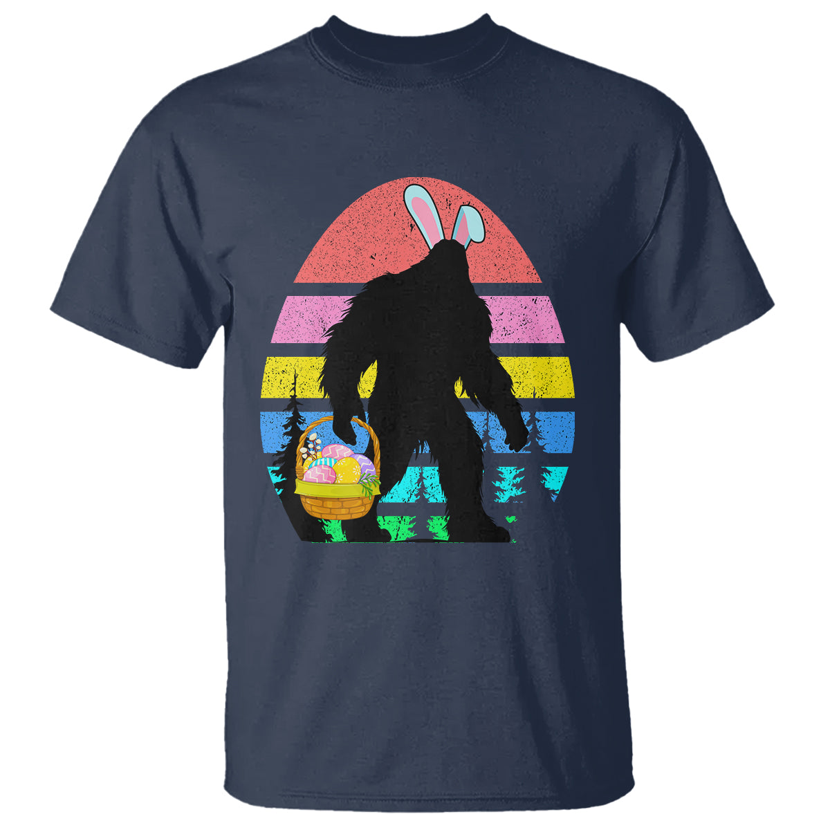 Easter Day Funny Bigfoot Bunny Egg Basket T Shirt - Wonder Print Shop