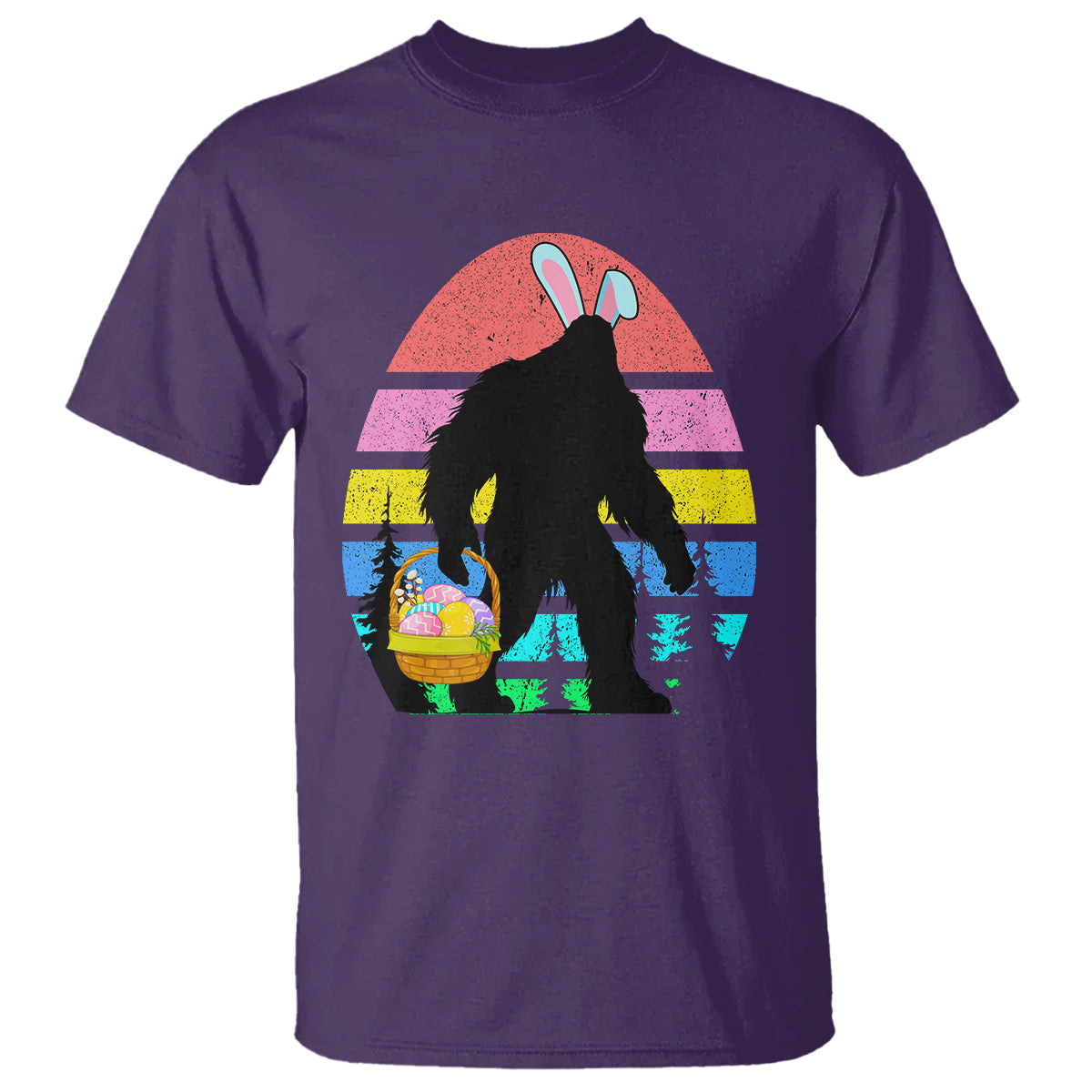 Easter Day Funny Bigfoot Bunny Egg Basket T Shirt - Wonder Print Shop