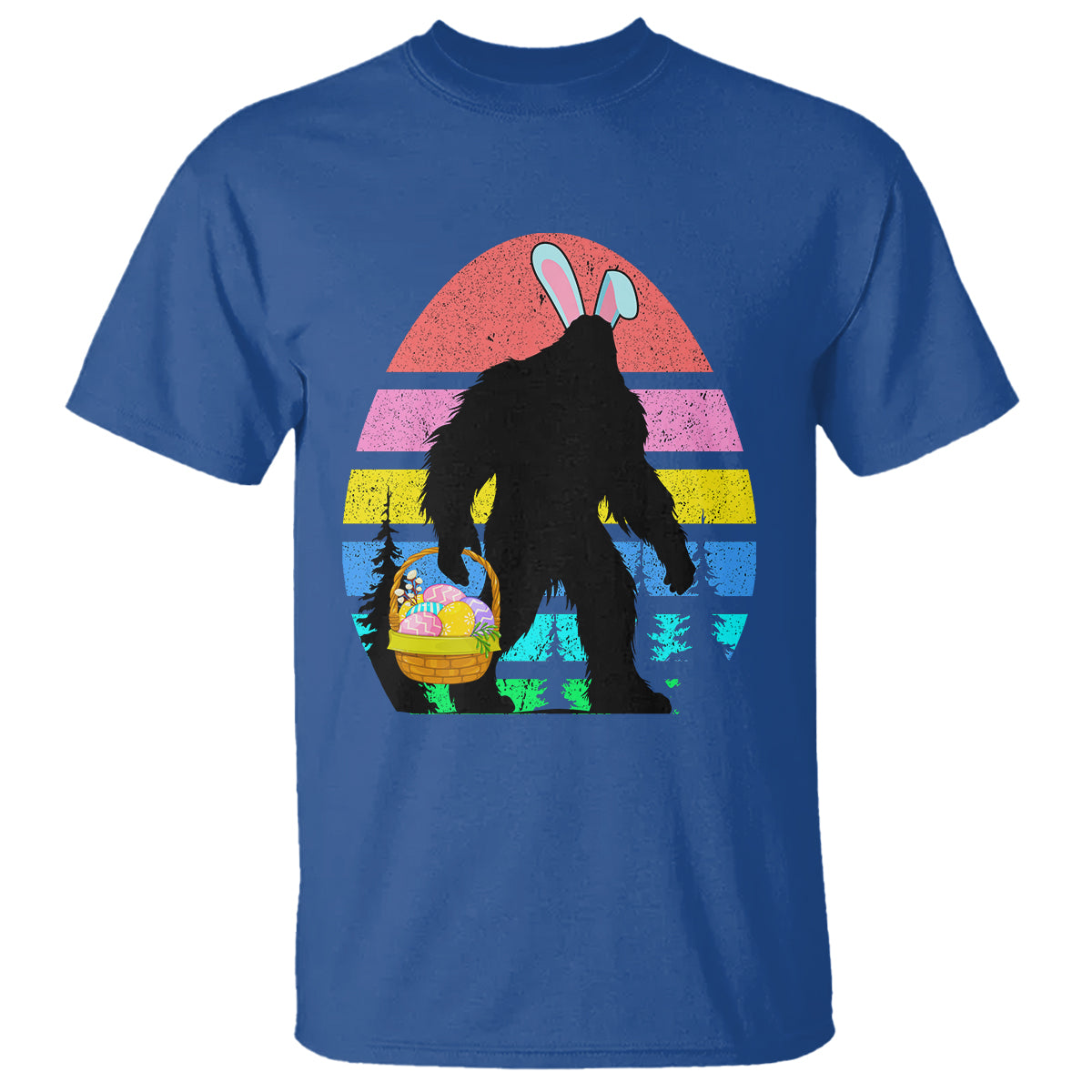 Easter Day Funny Bigfoot Bunny Egg Basket T Shirt - Wonder Print Shop
