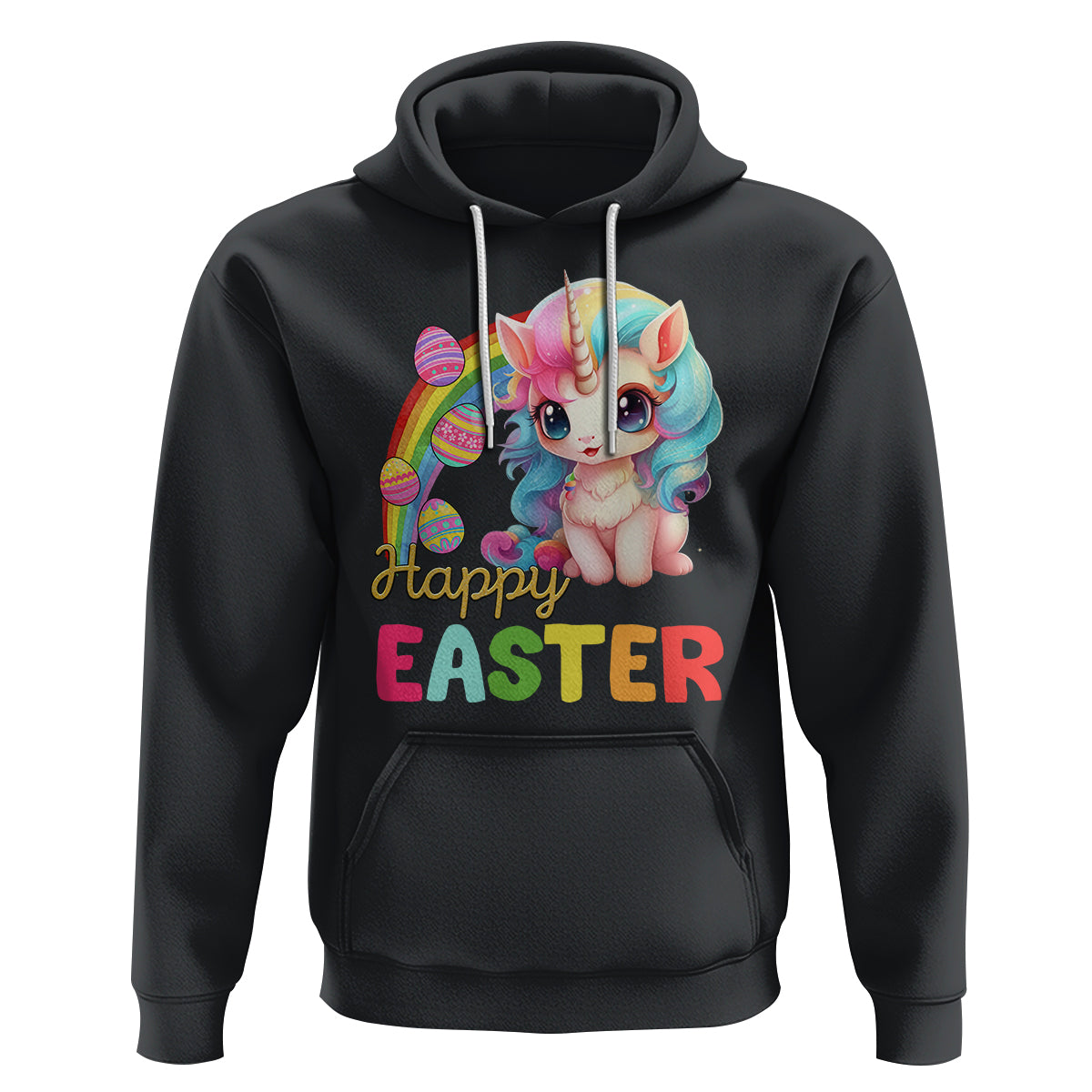 Easter Day Cute Unicorn Bunny Egg Basket Hoodie - Wonder Print Shop
