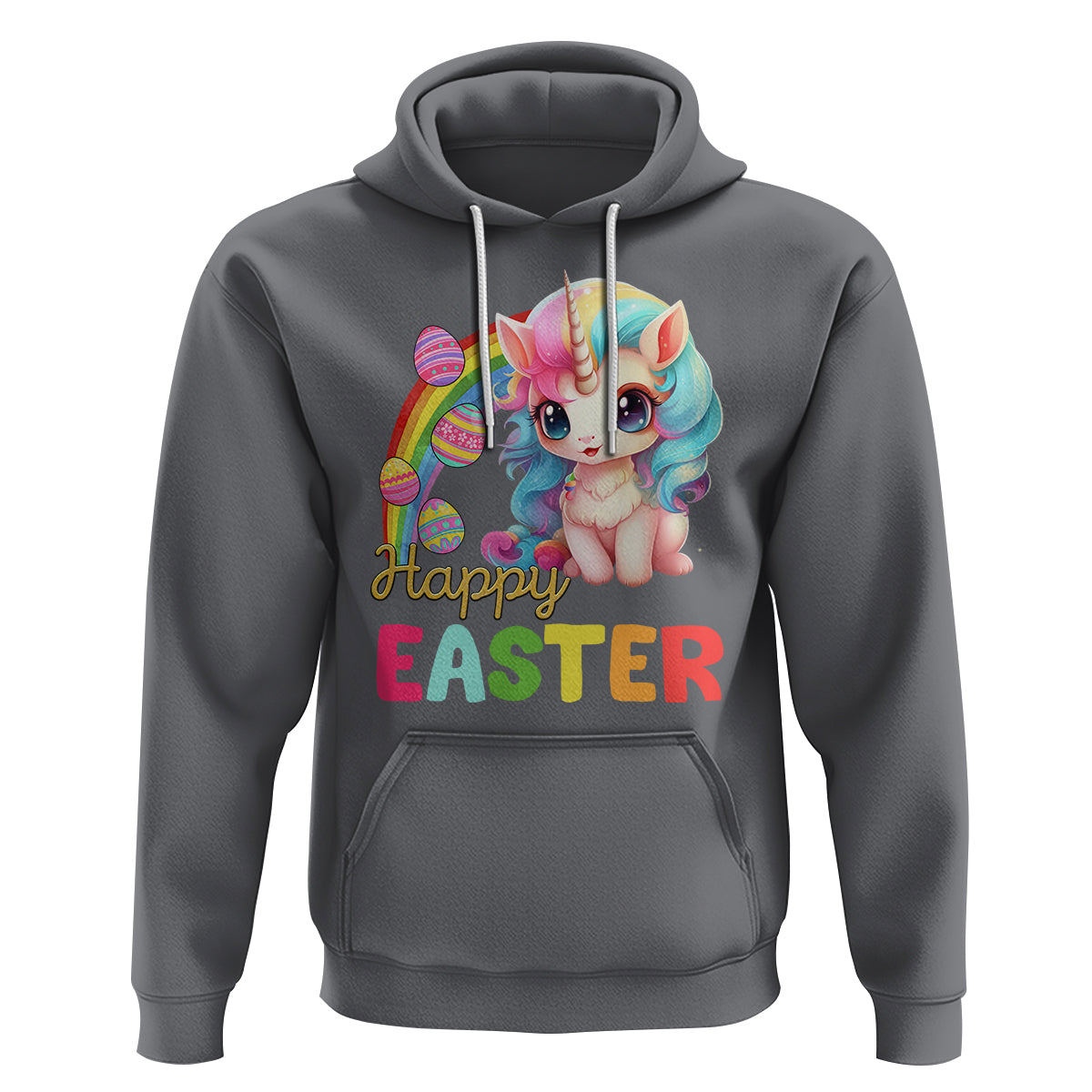 Easter Day Cute Unicorn Bunny Egg Basket Hoodie - Wonder Print Shop
