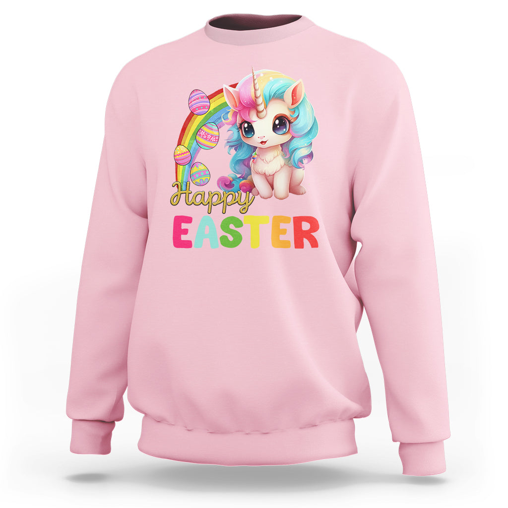 Easter Day Cute Unicorn Bunny Egg Basket Sweatshirt - Wonder Print Shop