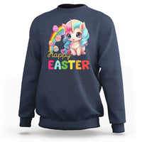 Easter Day Cute Unicorn Bunny Egg Basket Sweatshirt - Wonder Print Shop