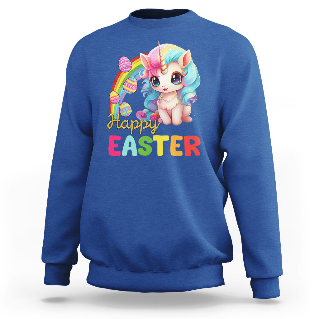 Easter Day Cute Unicorn Bunny Egg Basket Sweatshirt - Wonder Print Shop
