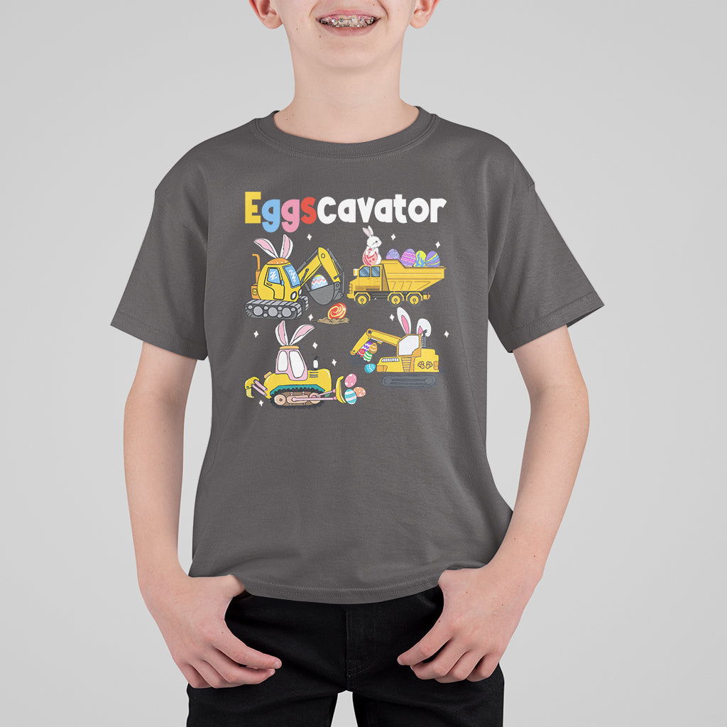 Easter Day T Shirt For Kid Eggscavator Egg Hunt Construction Trucks Toddler Boys - Wonder Print Shop