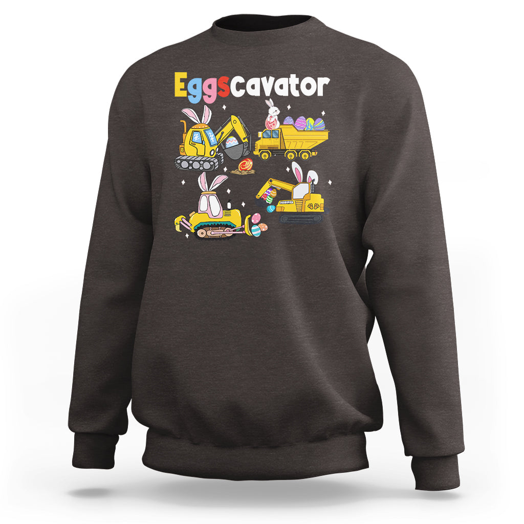 Easter Day Sweatshirt Eggscavator Egg Hunt Construction Trucks Toddler Boys - Wonder Print Shop