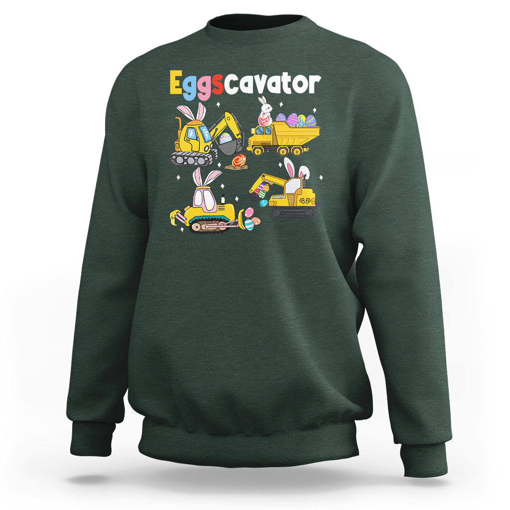 Easter Day Sweatshirt Eggscavator Egg Hunt Construction Trucks Toddler Boys - Wonder Print Shop