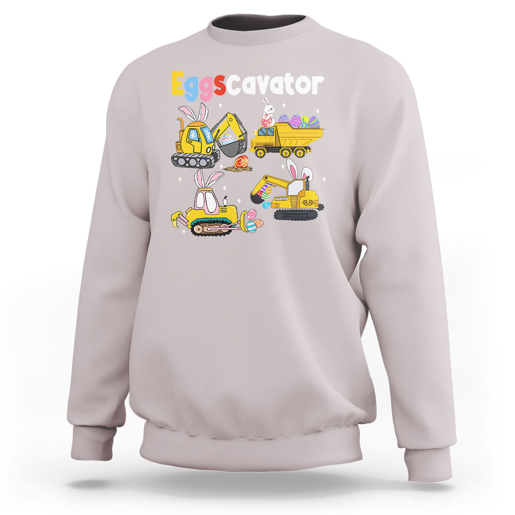Easter Day Sweatshirt Eggscavator Egg Hunt Construction Trucks Toddler Boys - Wonder Print Shop