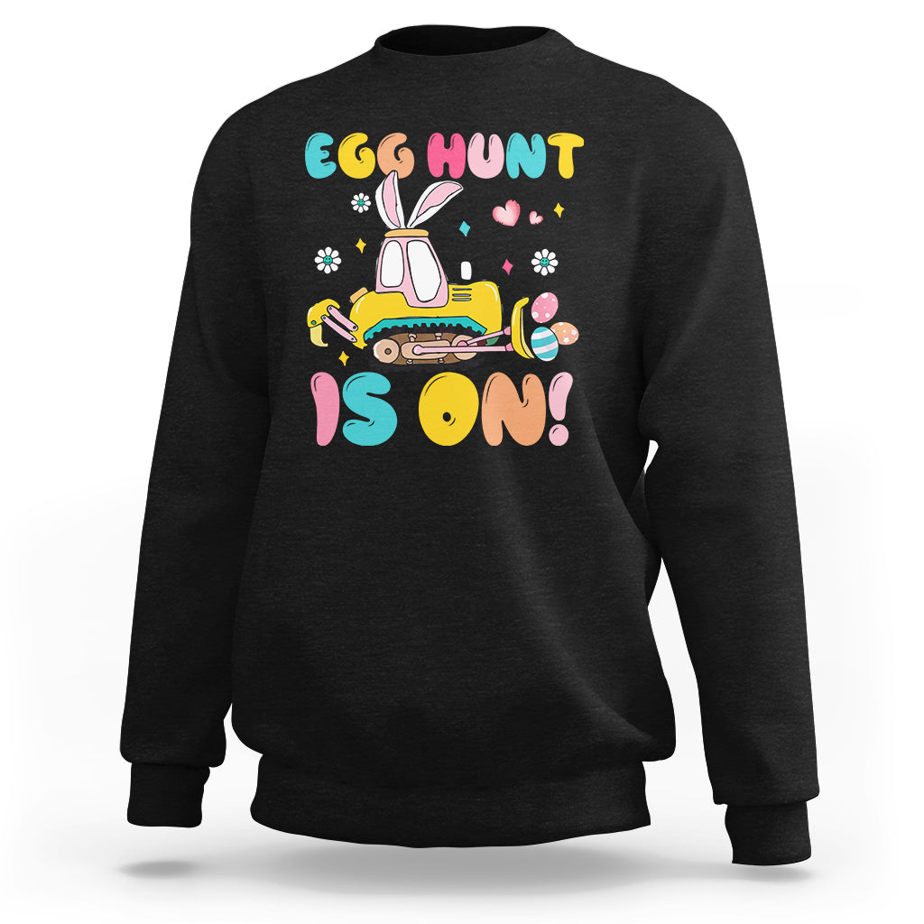 Easter Day Sweatshirt Egg Hunt Is On Funny Truck Bunny - Wonder Print Shop