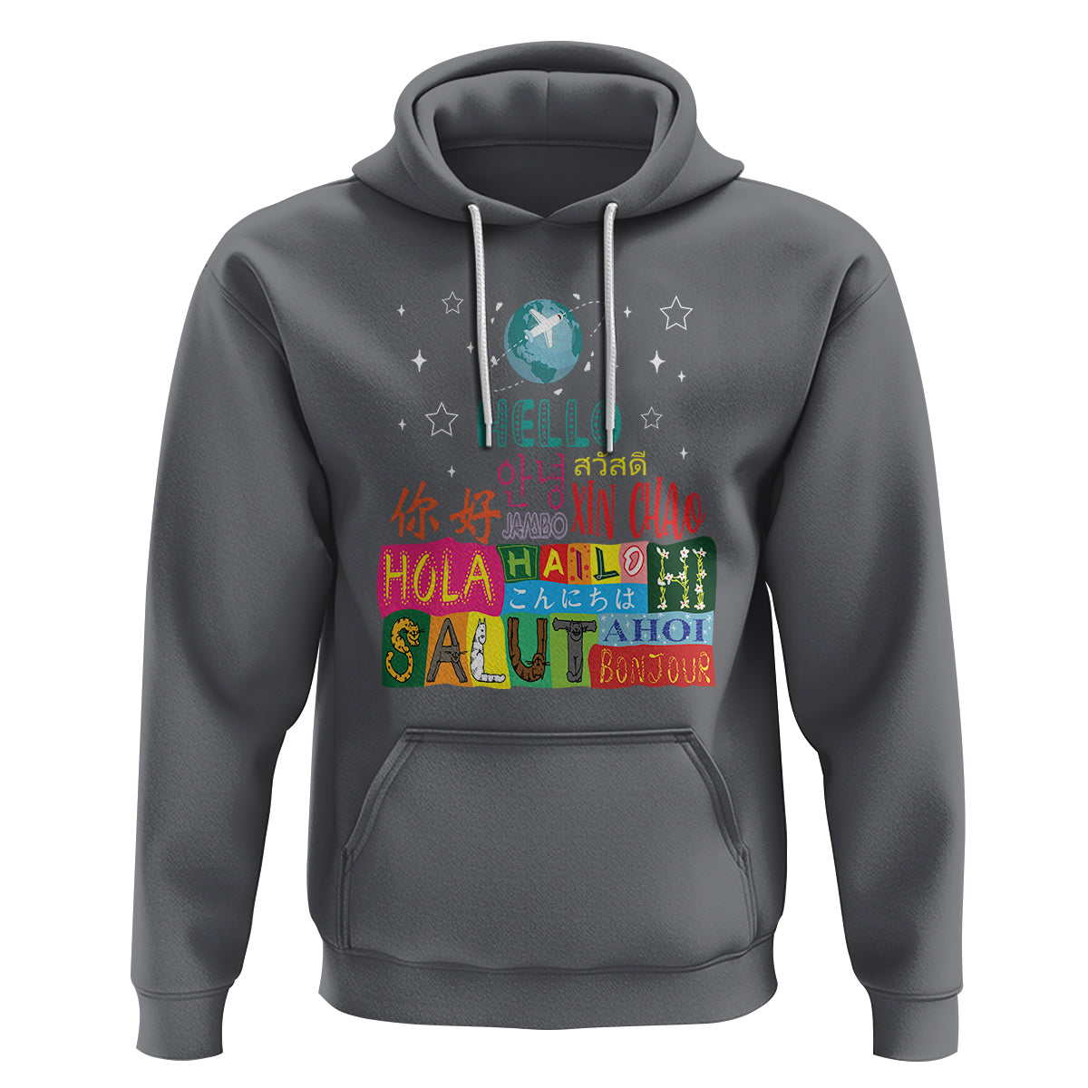 Travel Lover Hoodie Hello Word in Different Languages Greetings - Wonder Print Shop