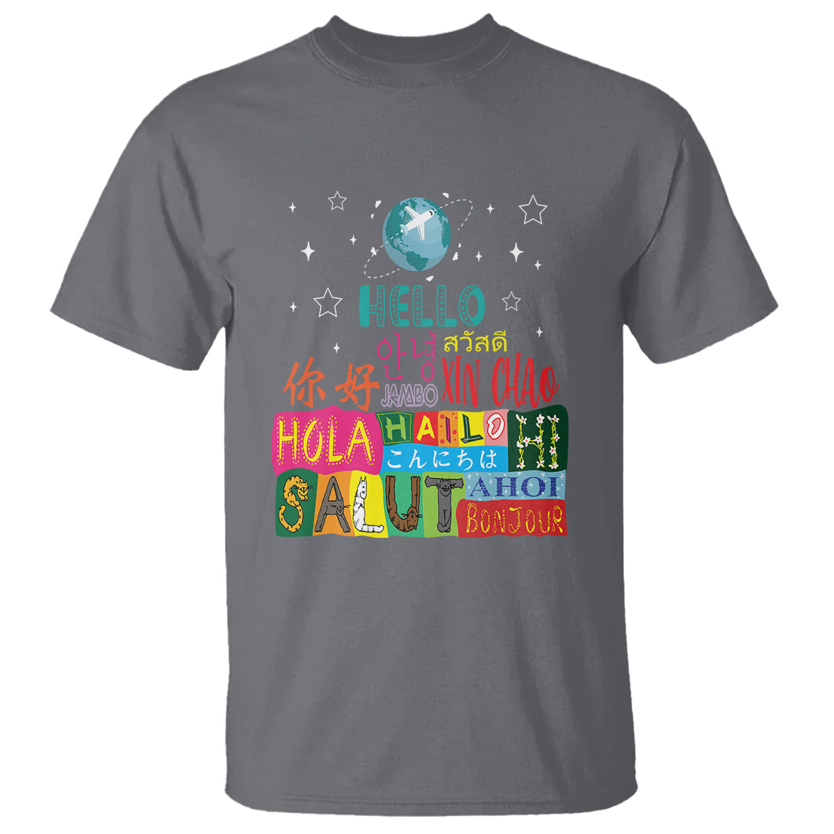 Travel Lover T Shirt Hello Word in Different Languages Greetings - Wonder Print Shop