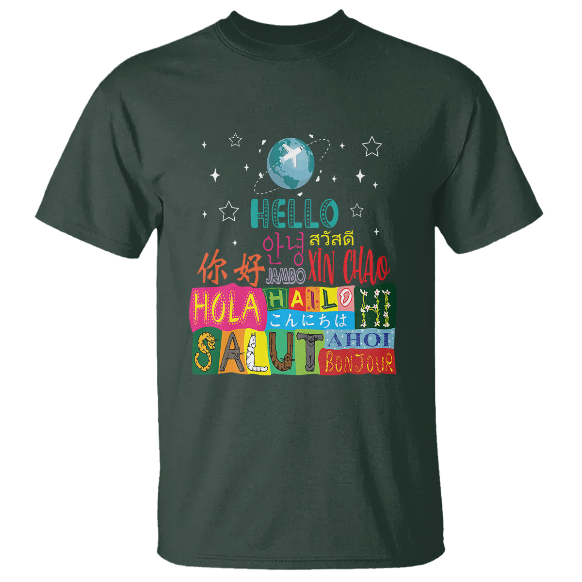 Travel Lover T Shirt Hello Word in Different Languages Greetings - Wonder Print Shop