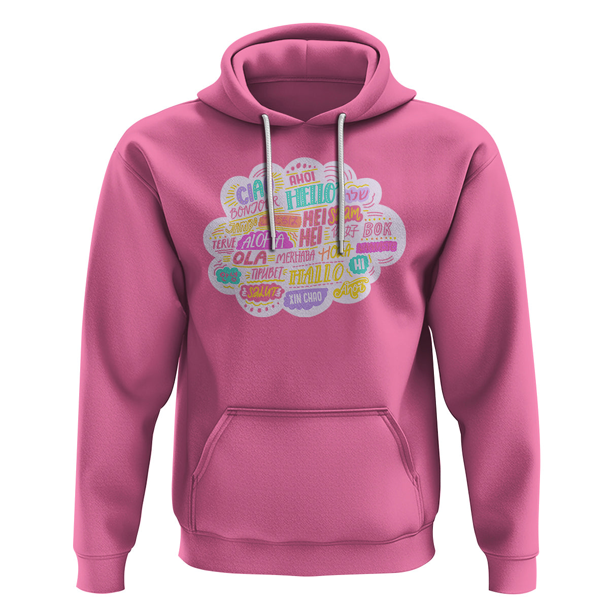 Travel Lover Hoodie Hello Word in Different Languages Greetings - Wonder Print Shop