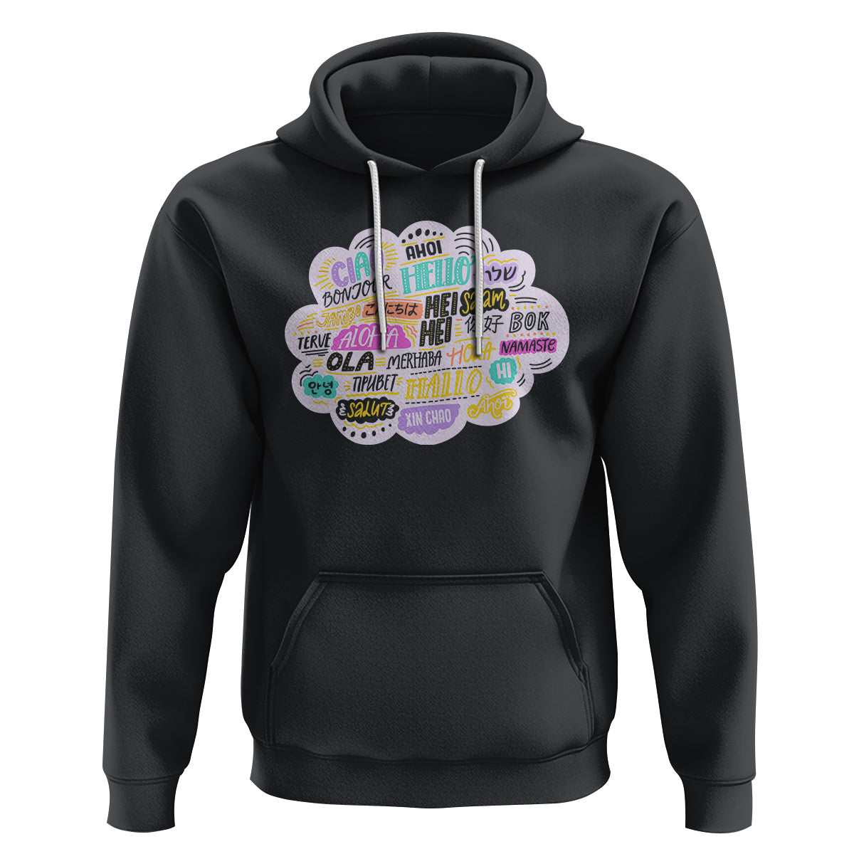 Travel Lover Hoodie Hello Word in Different Languages Greetings - Wonder Print Shop
