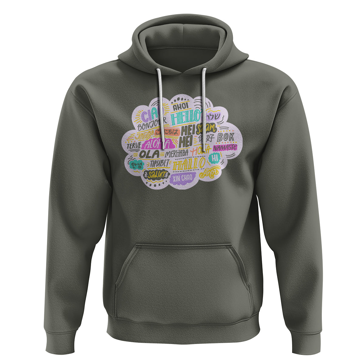 Travel Lover Hoodie Hello Word in Different Languages Greetings - Wonder Print Shop