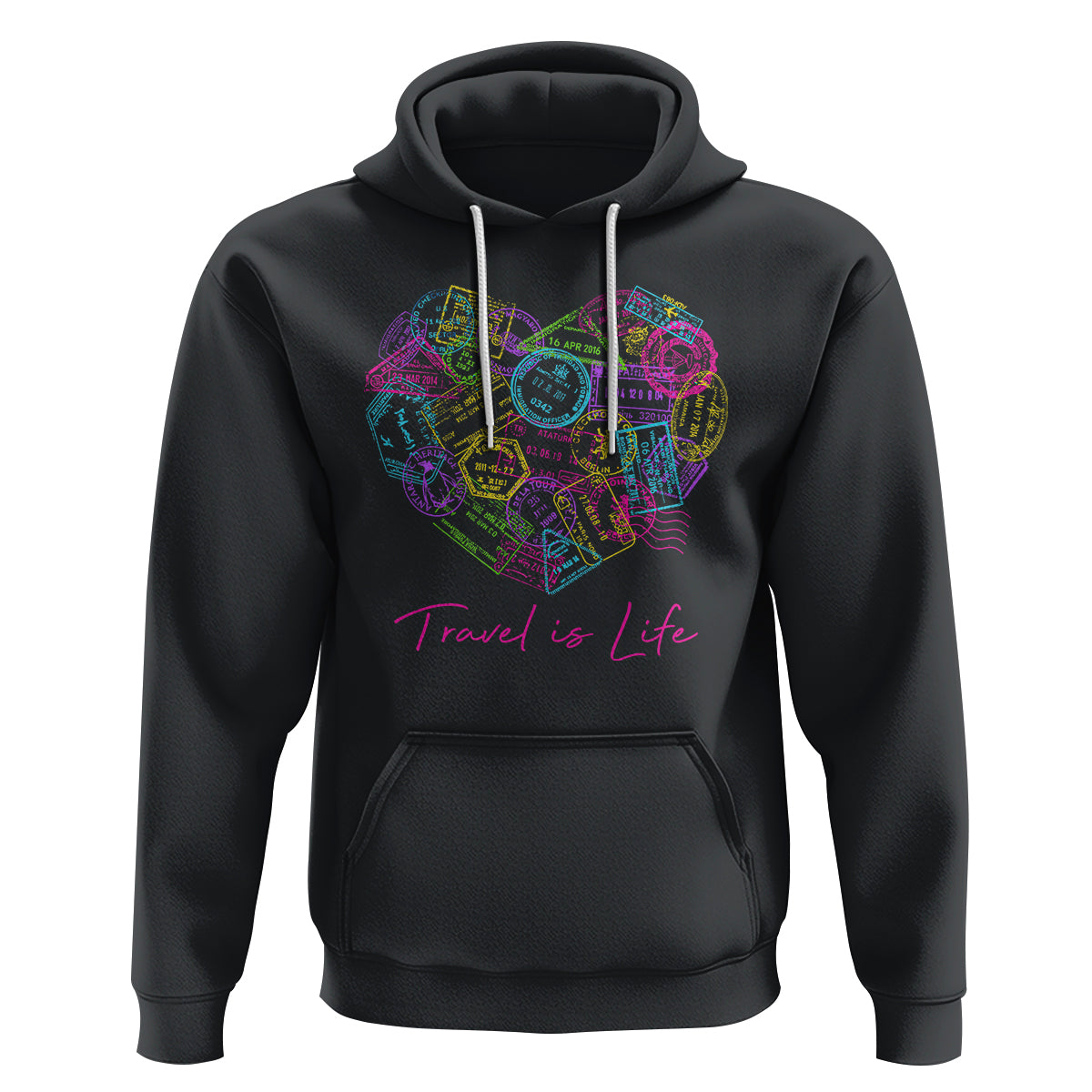 Travel Lover Hoodie Vintage Stamp Flight Travel Vacation Cruise Trip - Wonder Print Shop