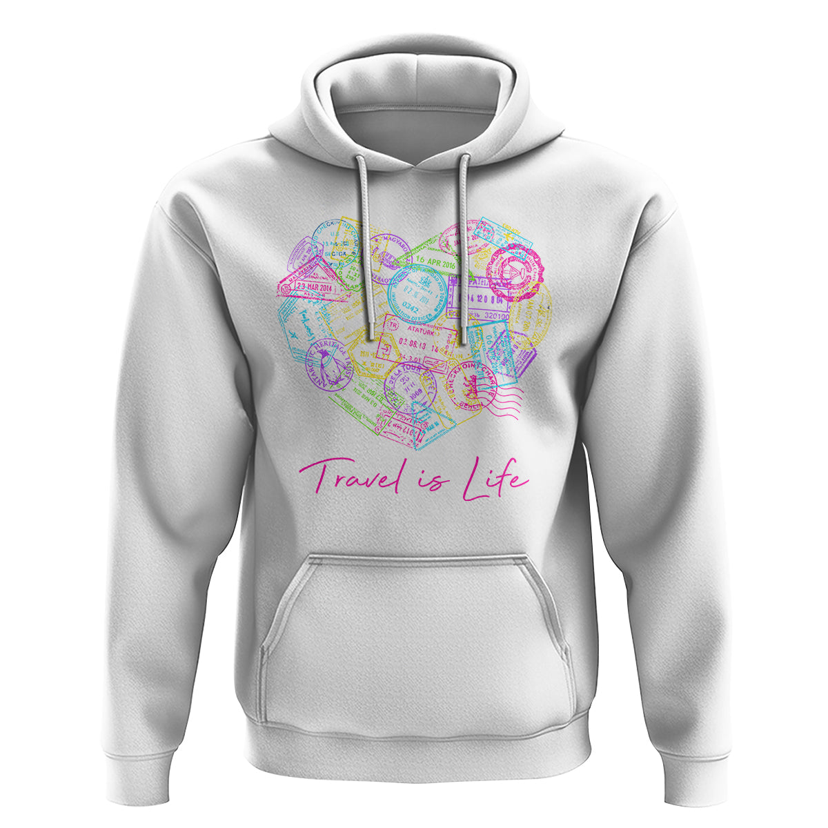 Travel Lover Hoodie Vintage Stamp Flight Travel Vacation Cruise Trip - Wonder Print Shop