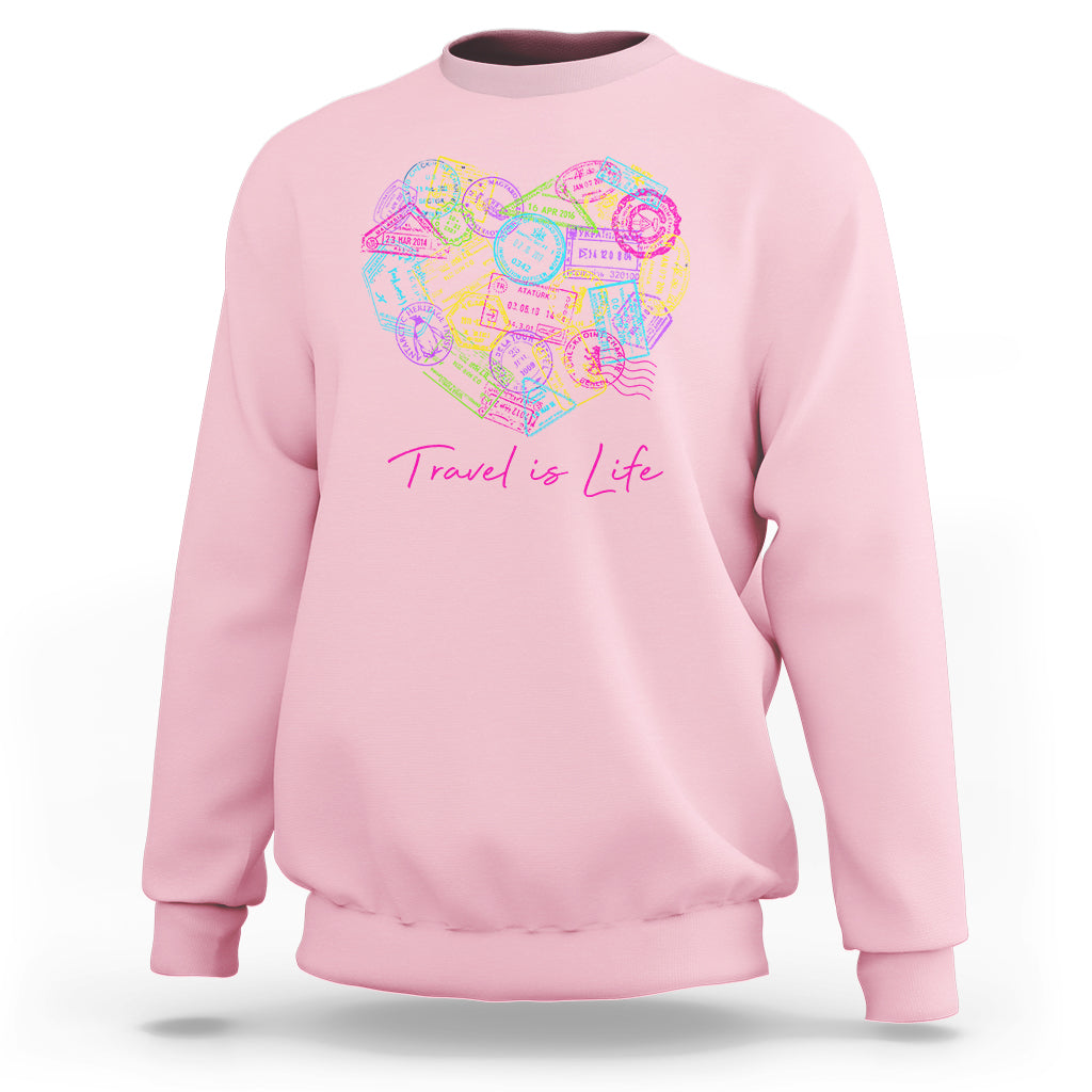 Travel Lover Sweatshirt Vintage Stamp Flight Travel Vacation Cruise Trip - Wonder Print Shop