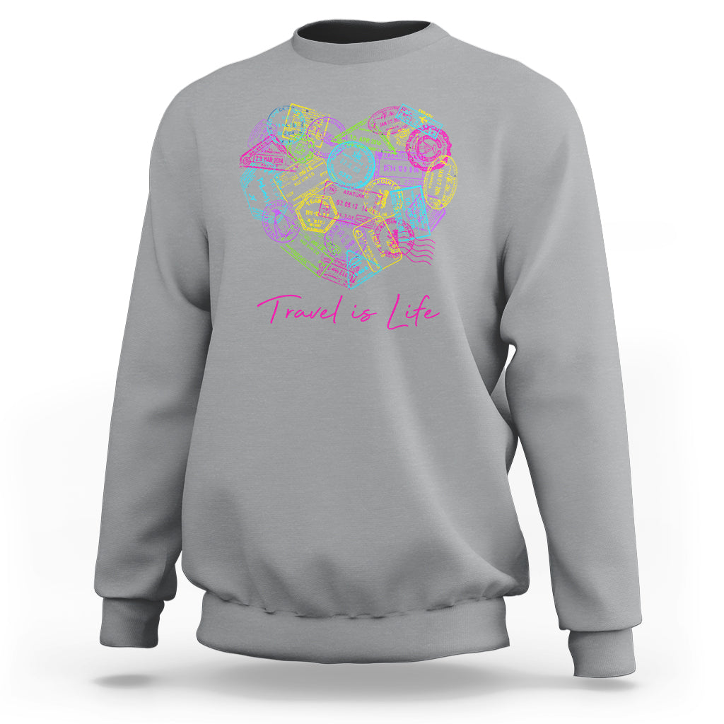 Travel Lover Sweatshirt Vintage Stamp Flight Travel Vacation Cruise Trip - Wonder Print Shop