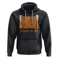 Travel is Life Hoodie Vintage World  Map Traveling - Wonder Print Shop