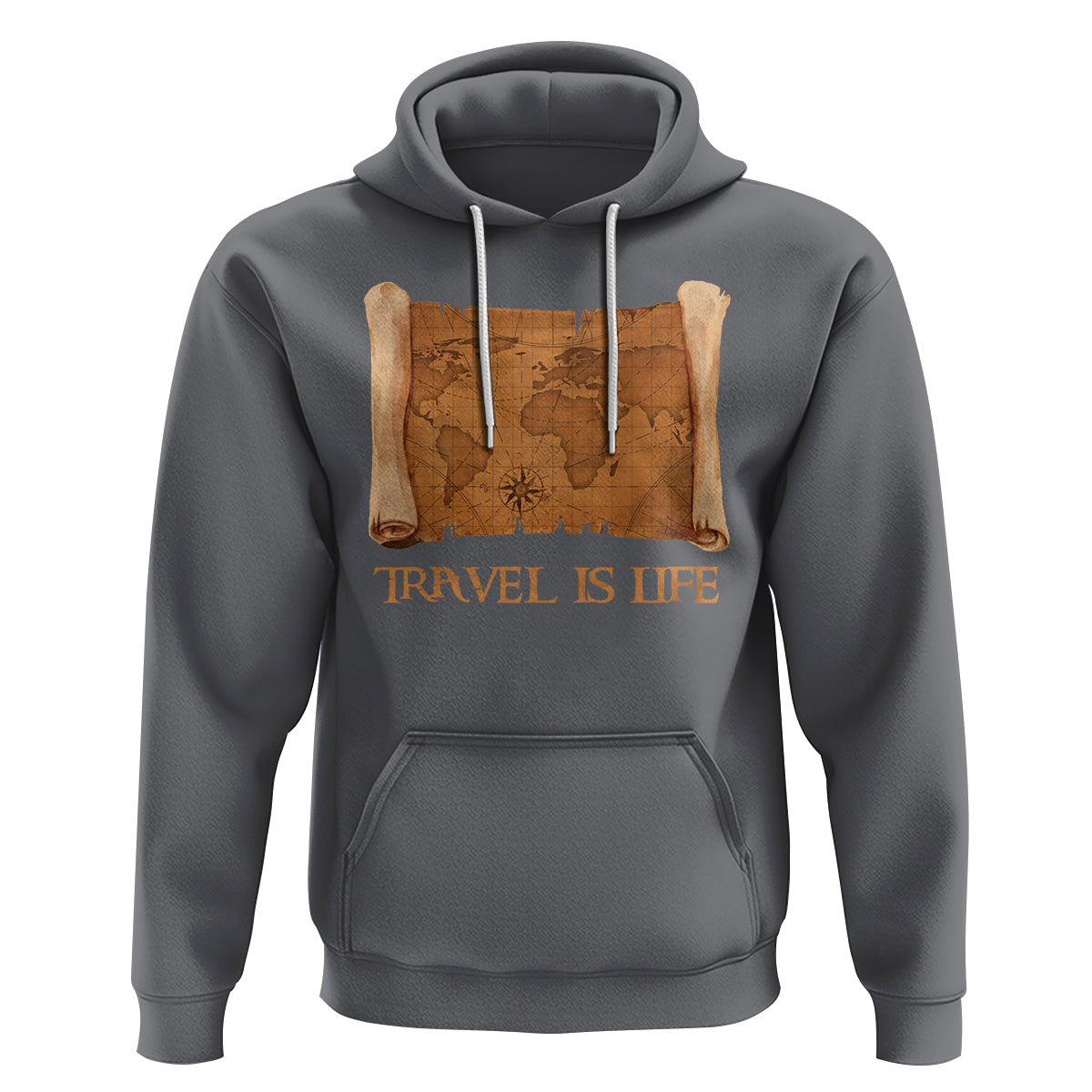Travel is Life Hoodie Vintage World  Map Traveling - Wonder Print Shop