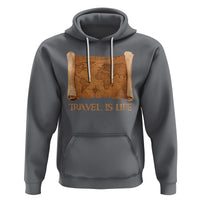Travel is Life Hoodie Vintage World  Map Traveling - Wonder Print Shop