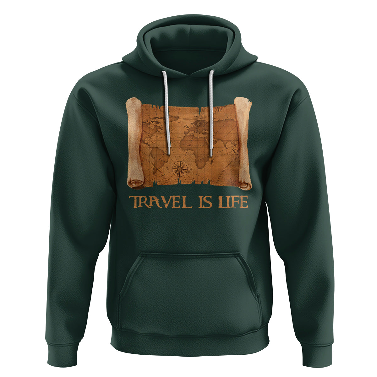 Travel is Life Hoodie Vintage World  Map Traveling - Wonder Print Shop