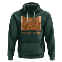 Travel is Life Hoodie Vintage World  Map Traveling - Wonder Print Shop