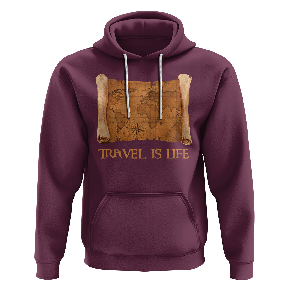 Travel is Life Hoodie Vintage World  Map Traveling - Wonder Print Shop